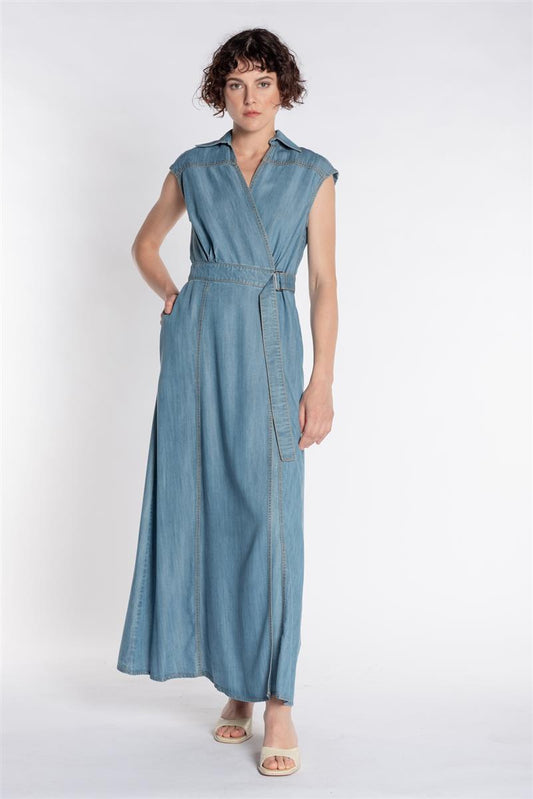Abito a portafoglio in tencell effetto denim Kaos Denim