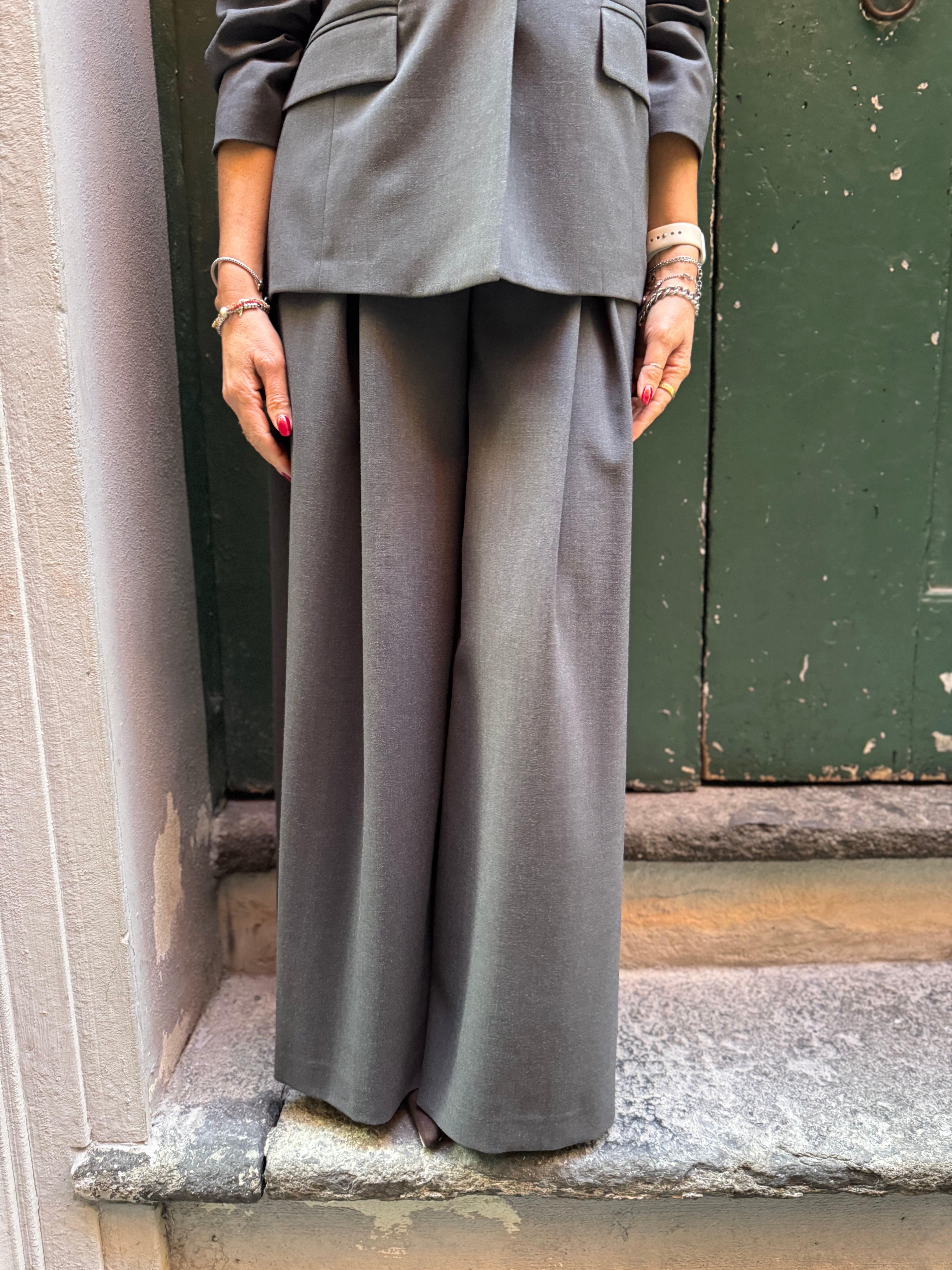 Pantaloni palazzo a vita alta con cintura Imperial