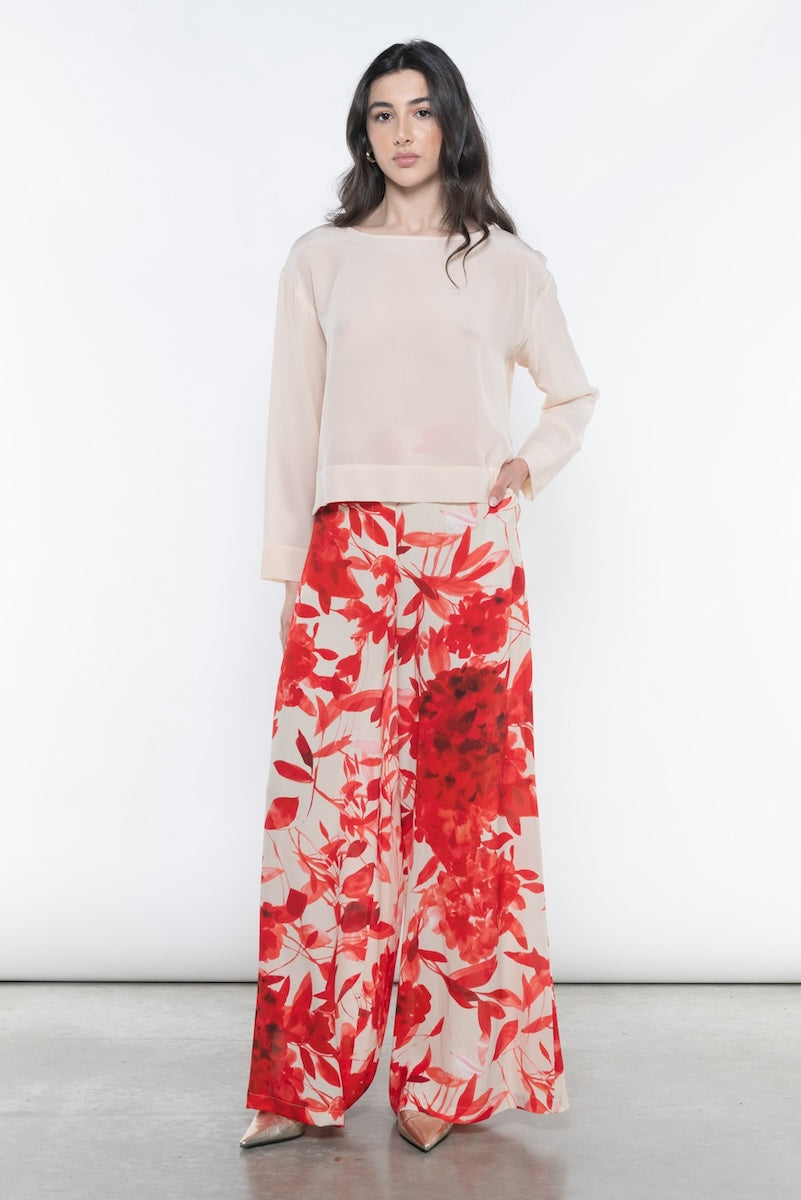 Pantalone con bustino con elastico stampa floreale Kaos Donna