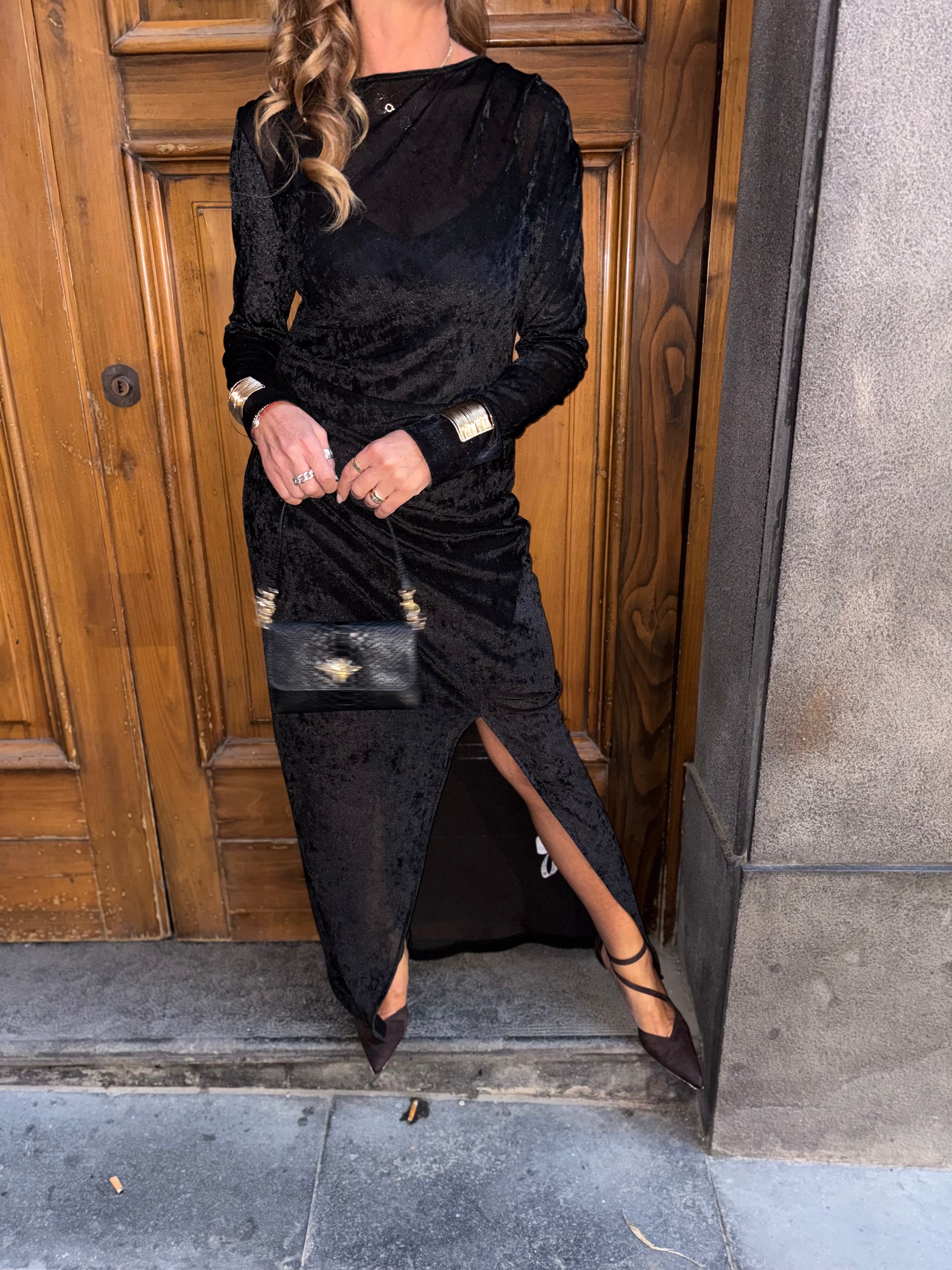 Abito lungo con polsini metallici Imperial