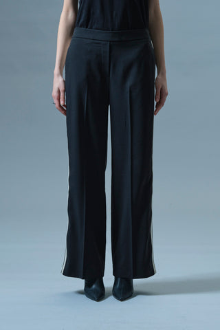 Pantalone Nero con Bande Laterali a Contrasto Icona