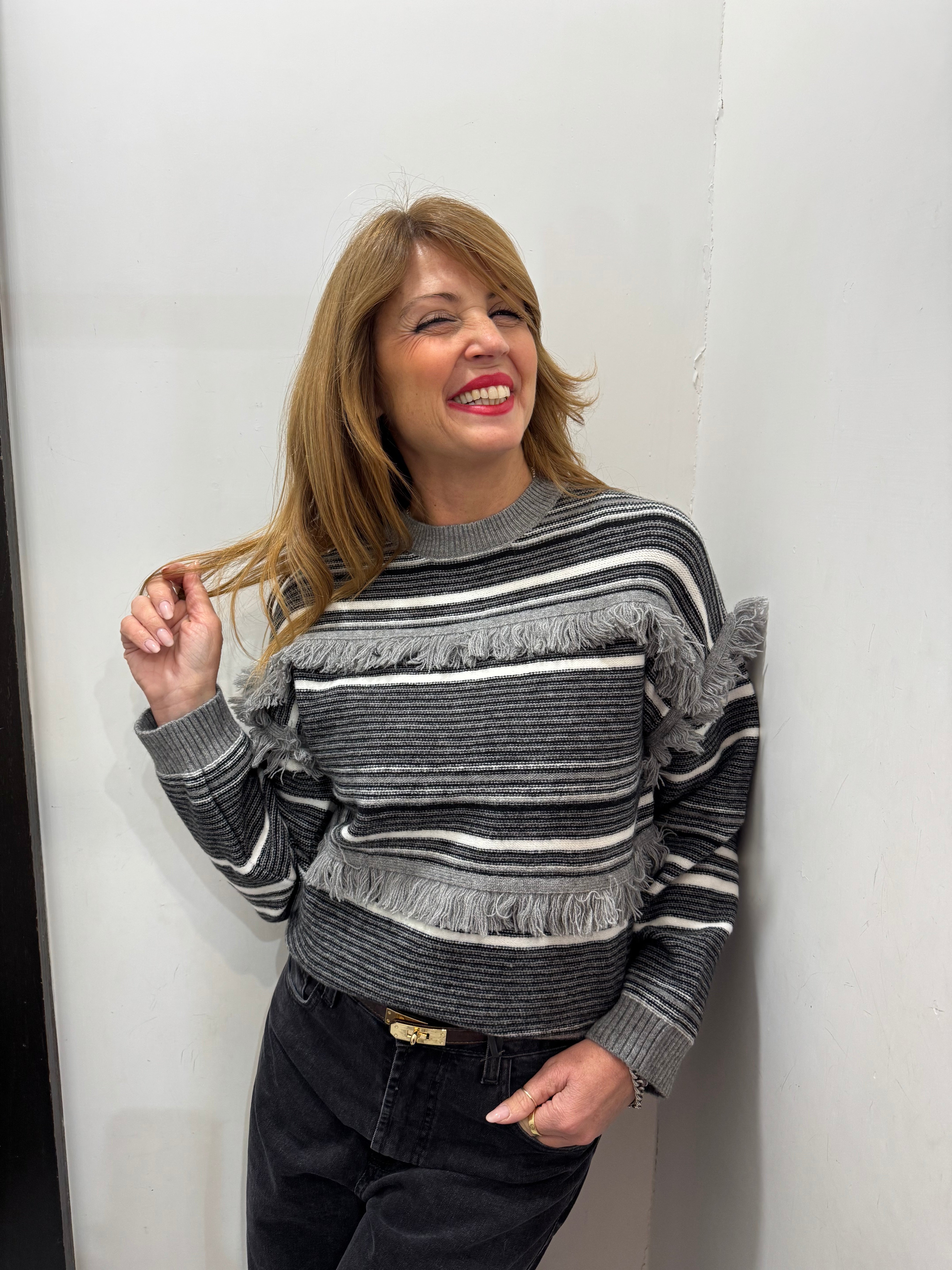 Maglia girocollo con frange Emisphere