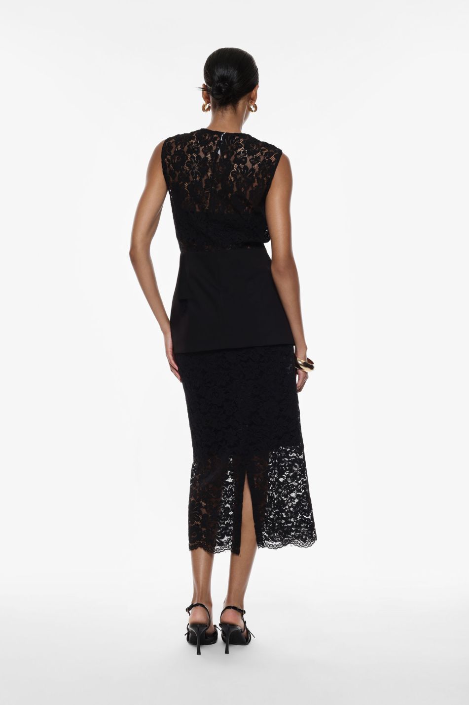 Gonna lunga in pizzo con spacco e cintura Imperial