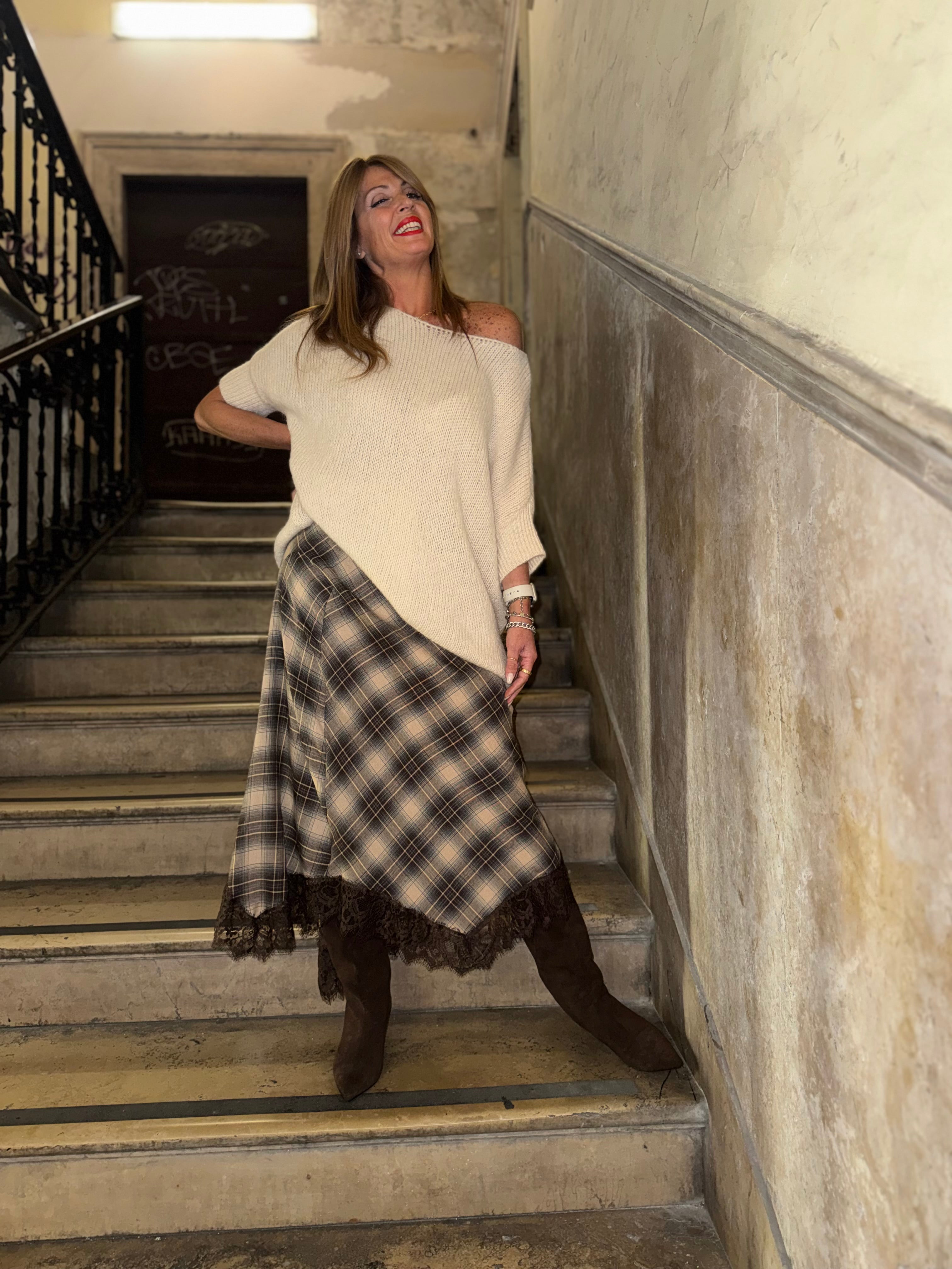 Gonna tartan con pizzo Imperial