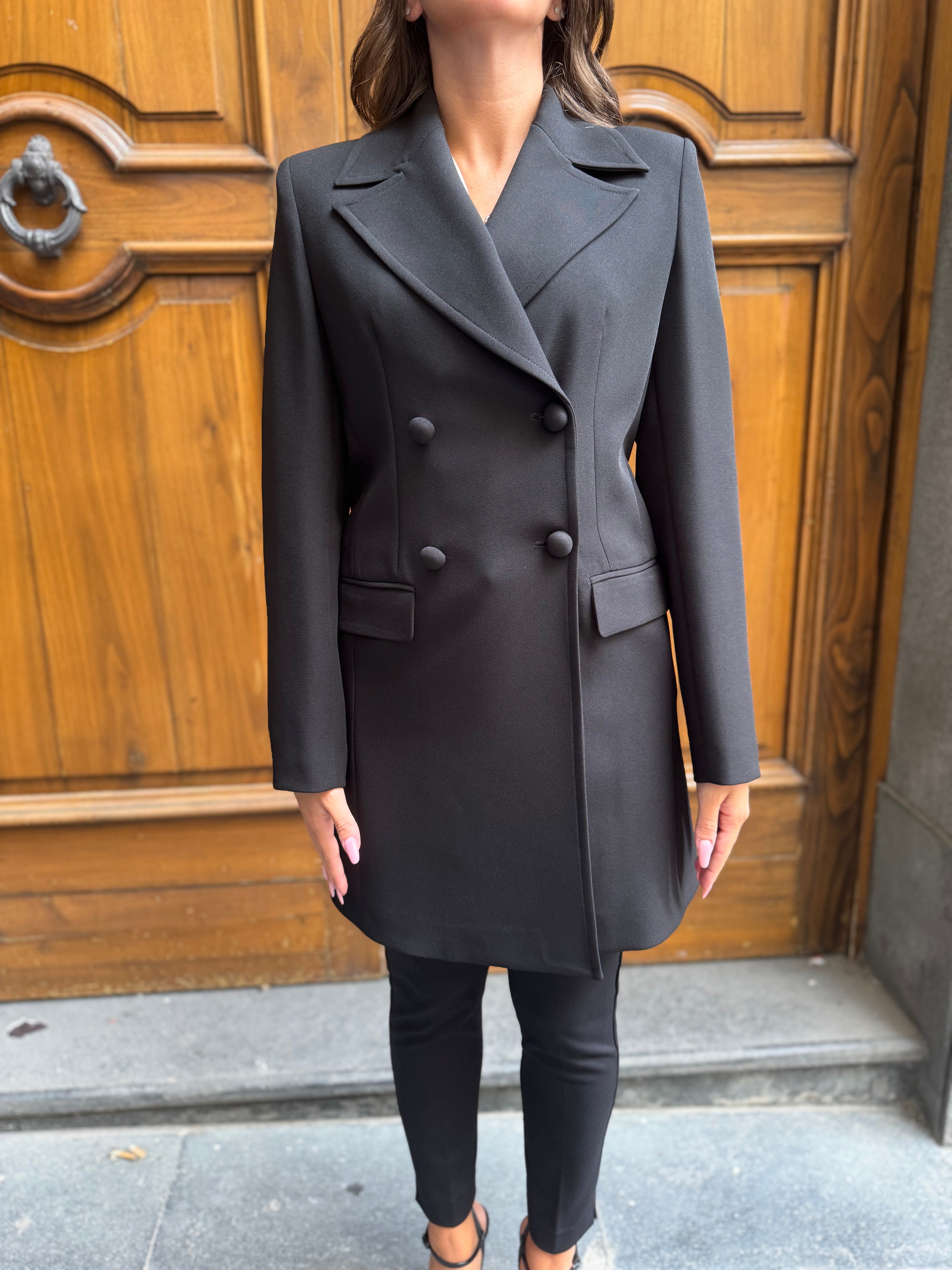 Cappotto doppio petto in crepe Hanita