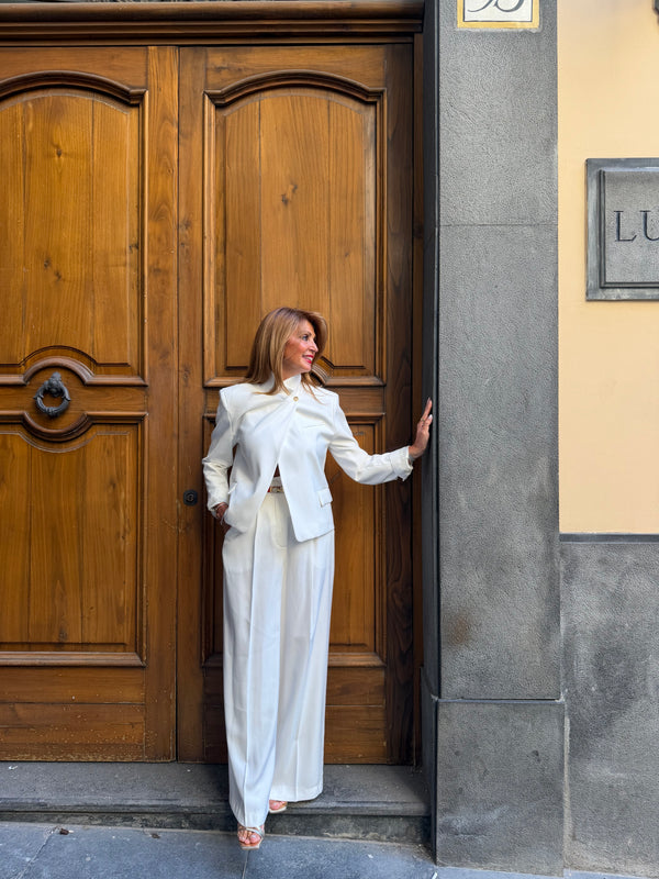 Pantaloni palazzo a vita alta con pinces Dixie