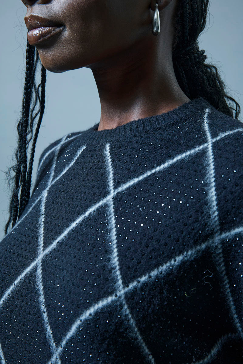 Maglia con Paillettes Fantasia a Rombi Icona