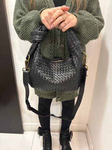 Borsa hobo in pelle intrecciata Emisphere