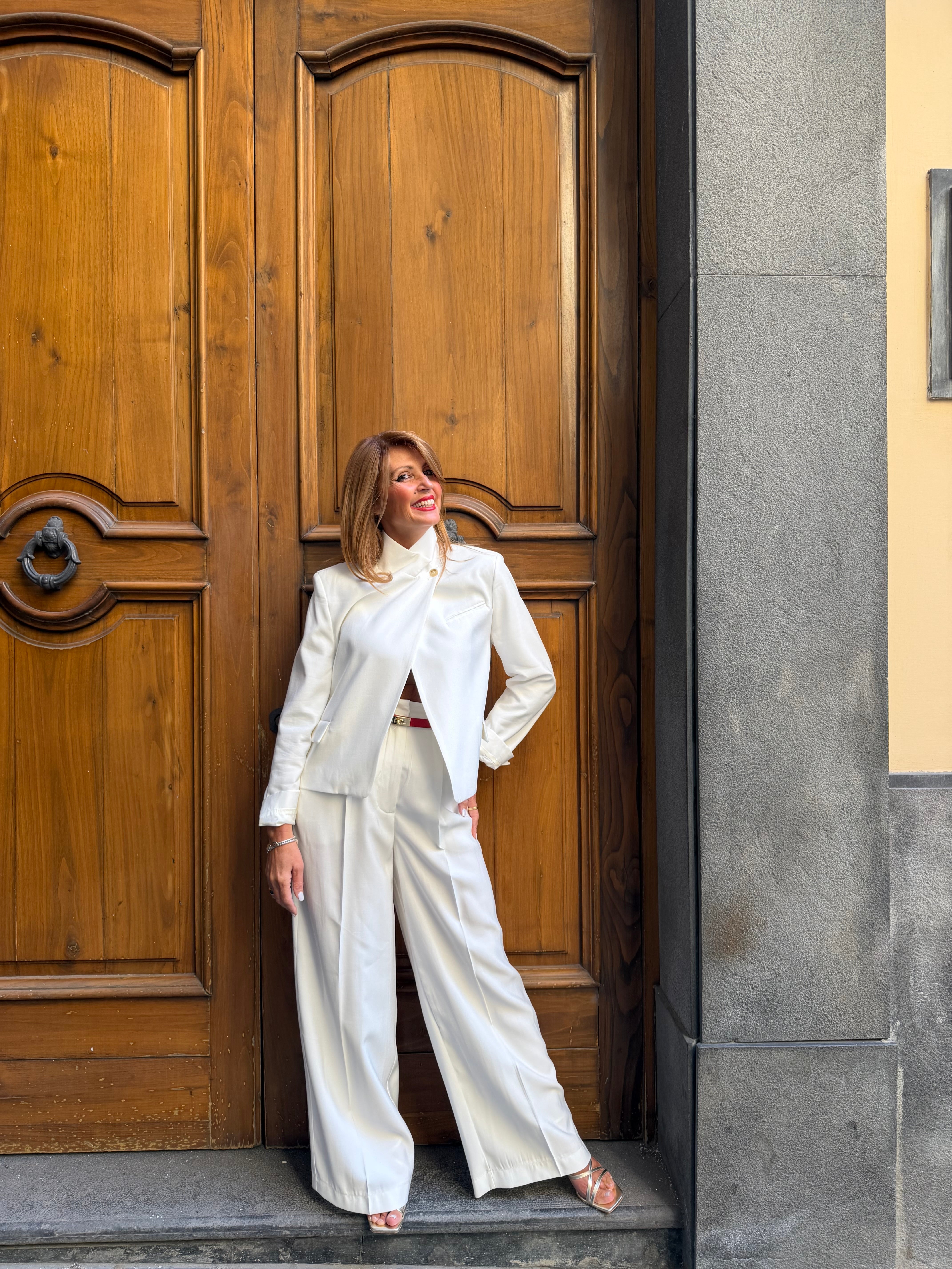 Pantaloni palazzo a vita alta con pinces Dixie