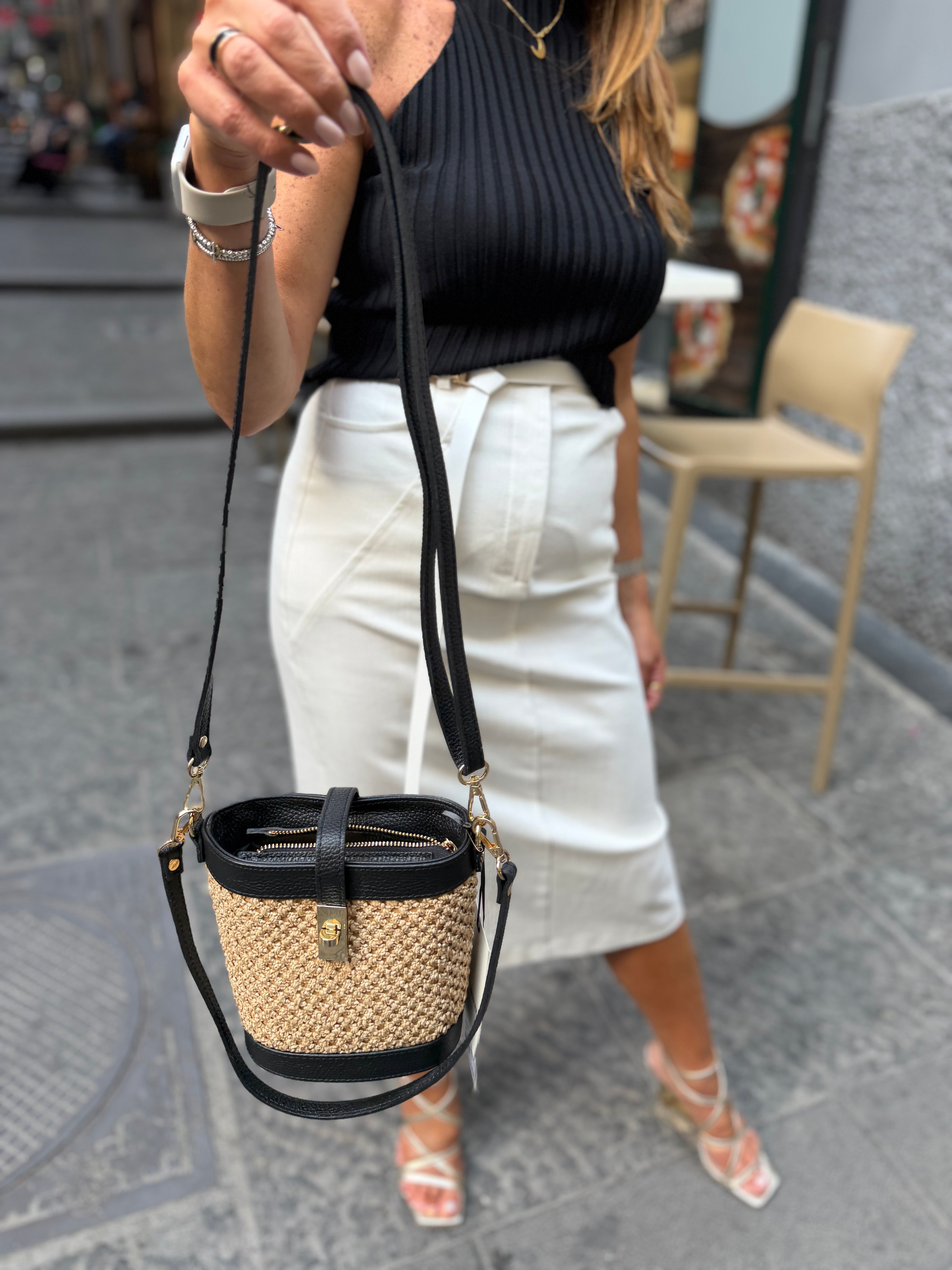 Borsa secchiello in rafia Emisphere