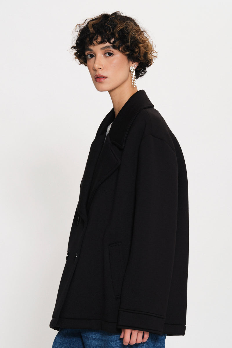 Cappotto doppiopetto oversize nero Kaos Jeans