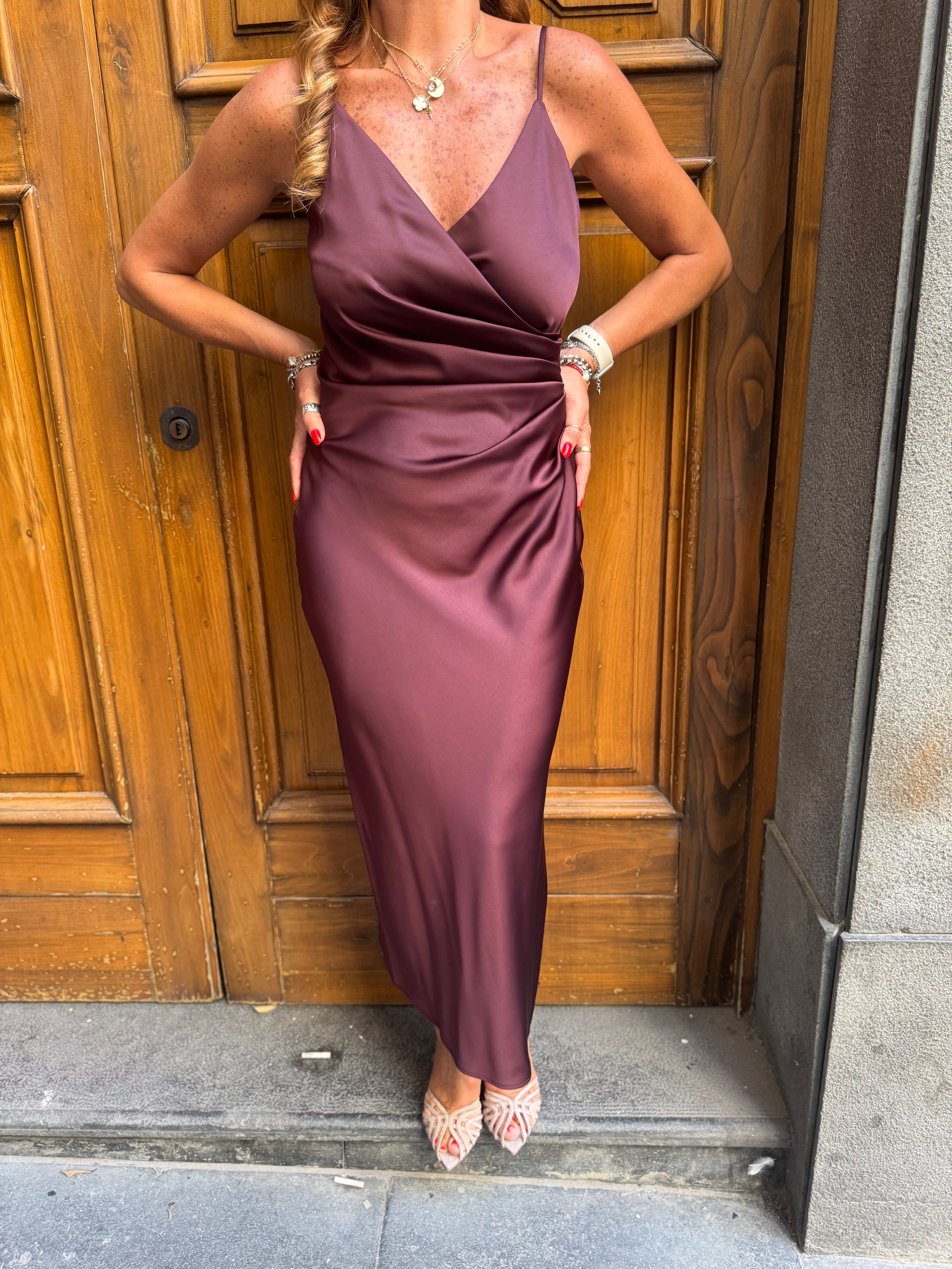 Vestito midi drappeggiato effetto satin Imperial
