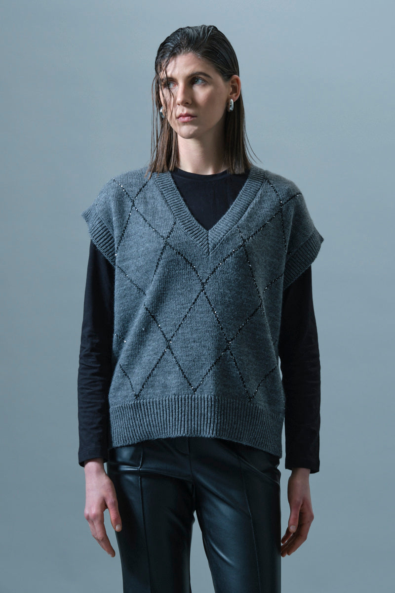 Maglia con Dettaglio Rombo in Paillettes Icona