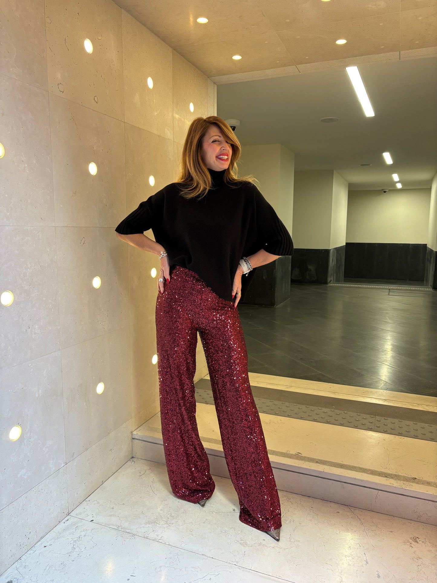 Pantalone paillettes palazzo Emisphere