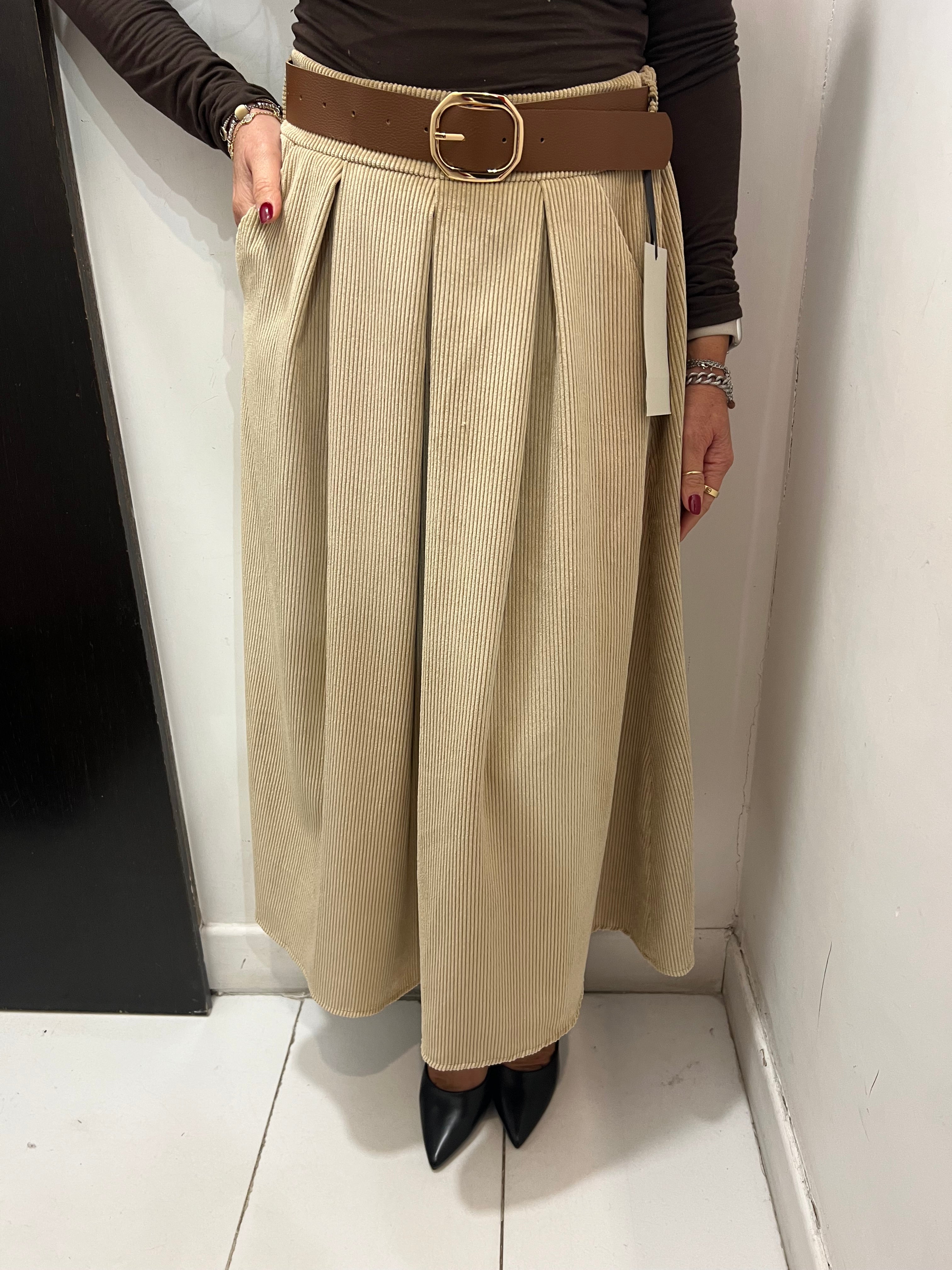 Gonna a coste millerighe con cintura di dotazione Emisphere