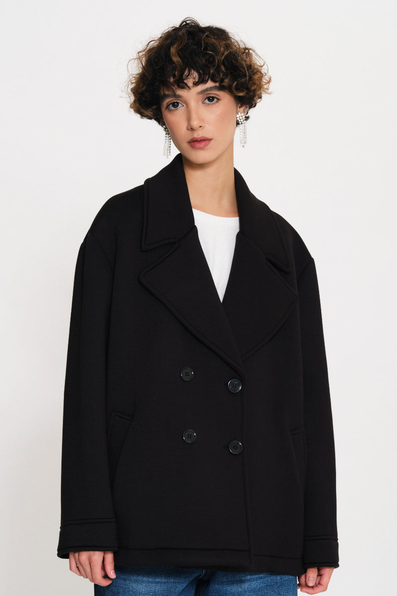 Cappotto doppiopetto oversize nero Kaos Jeans