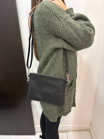 Pochette in pelle con tracolla Emisphere