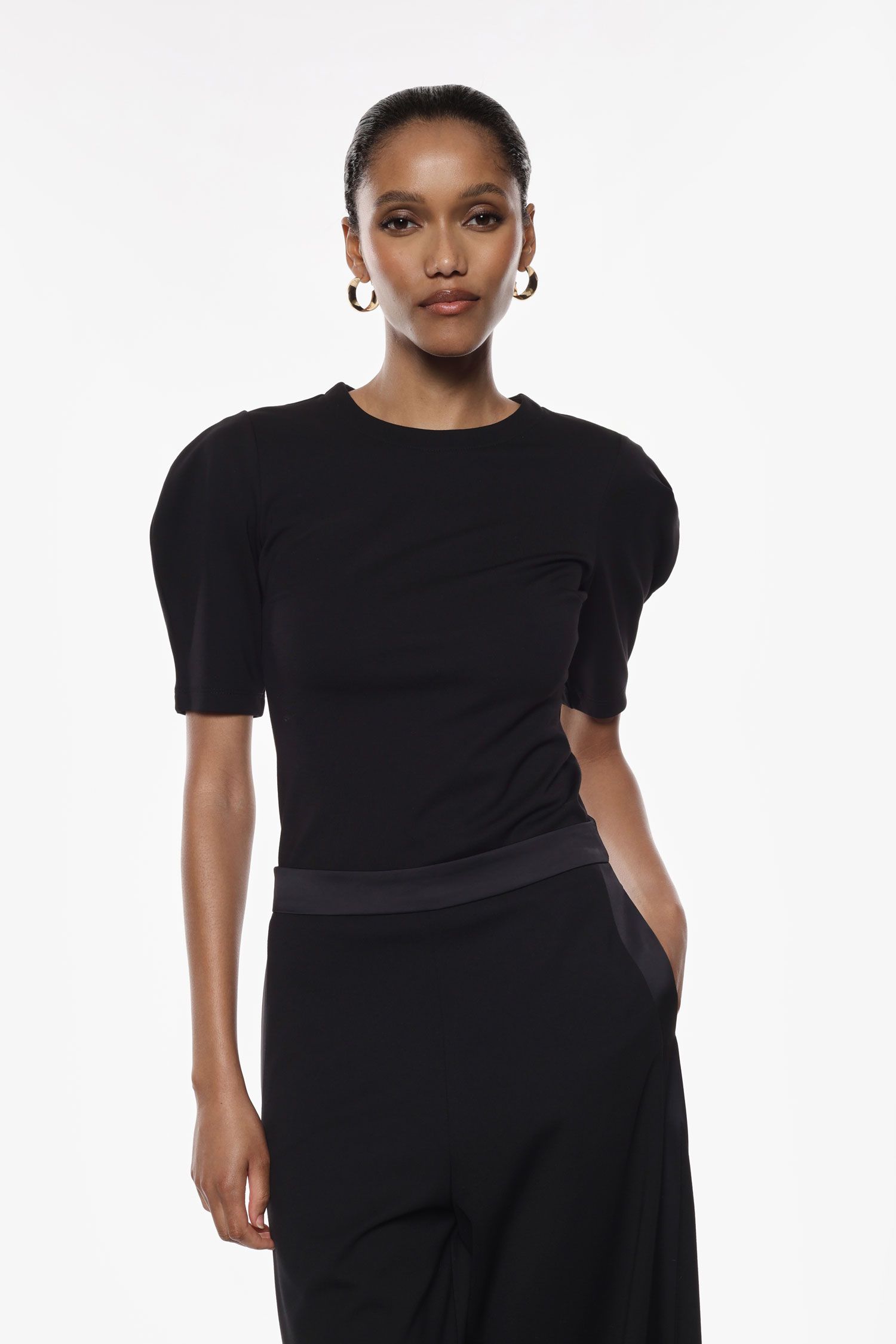 Top strutturato maniche corte spalla arricciata Imperial