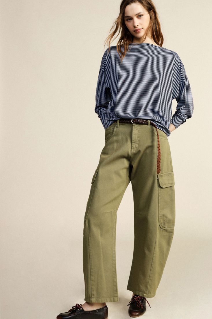 Trousers palazzo cargo tasche laterali vita alta Dixie