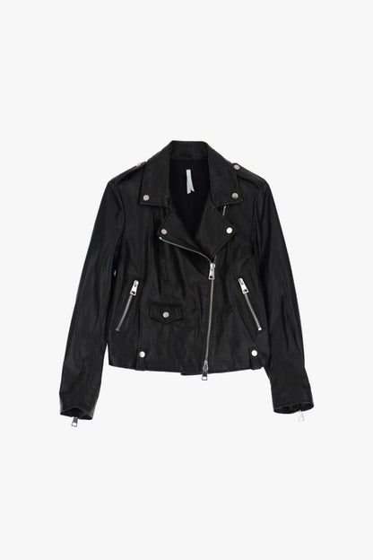 Giubbotto biker in pelle con zip Imperial
