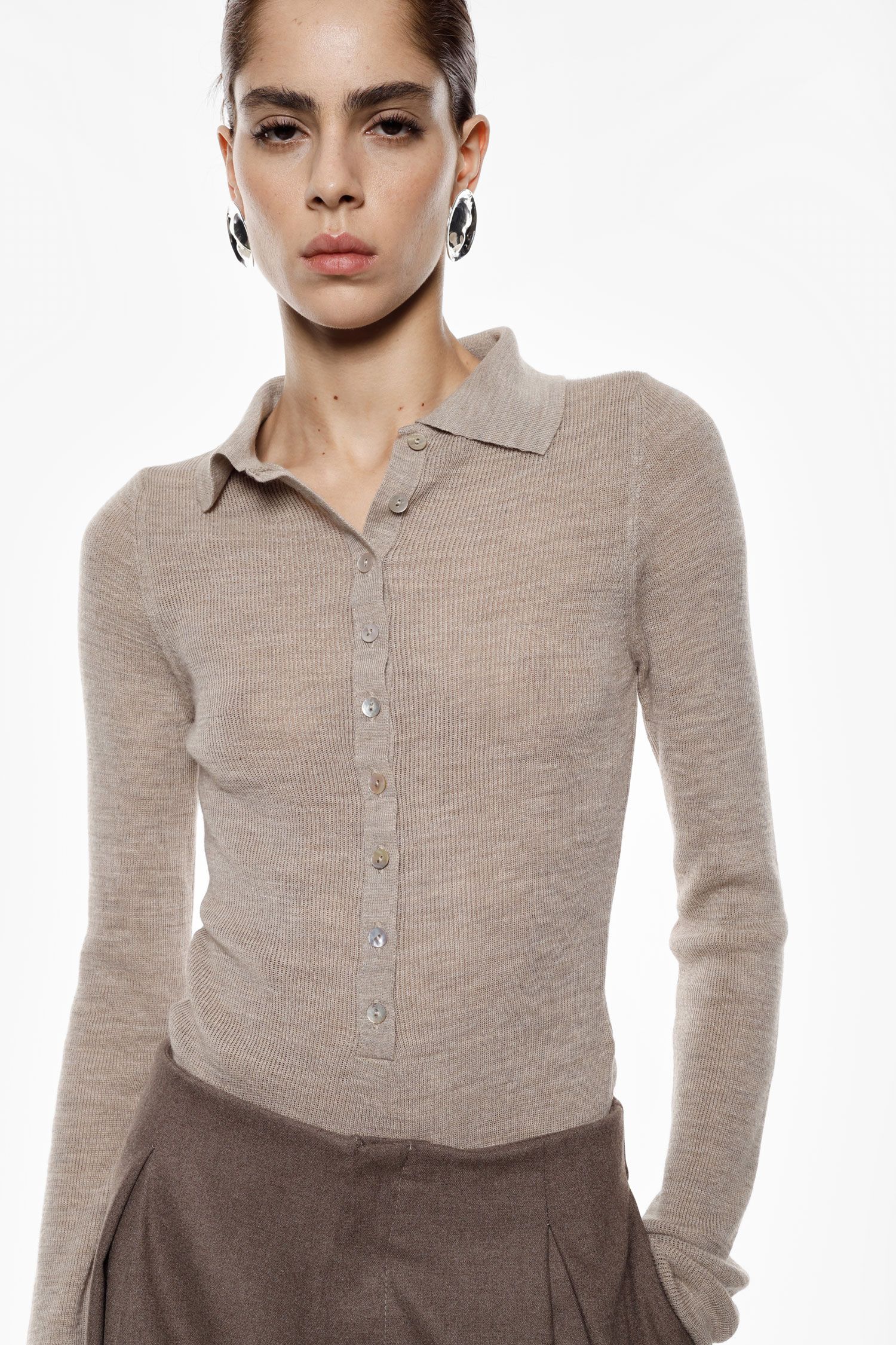 Maglione pullover a costine con collo polo Imperial