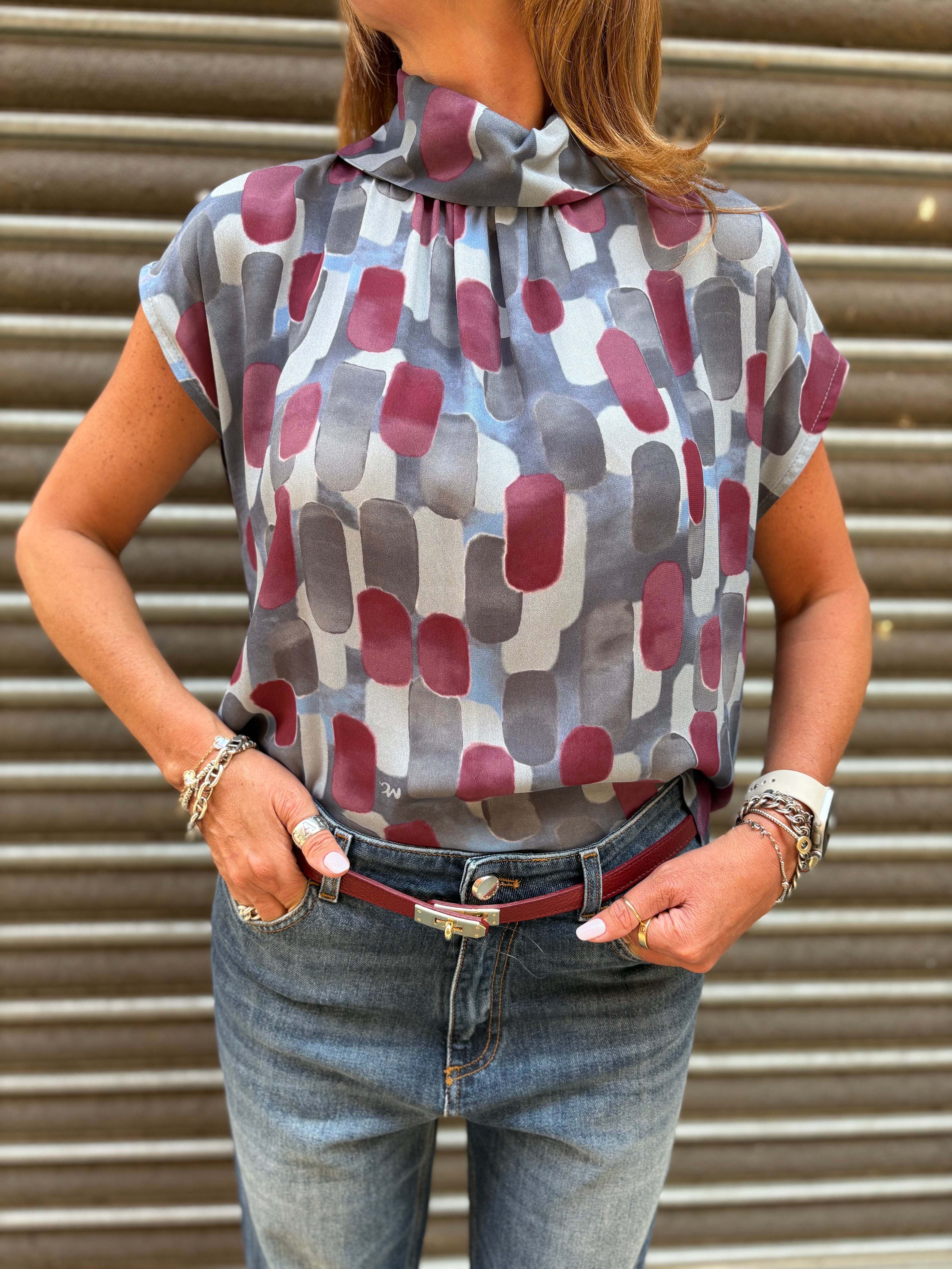 Blusa stampa geometra Manila Grace