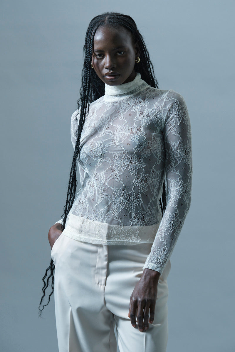 Blusa in Pizzo con Collo Alto
Icona