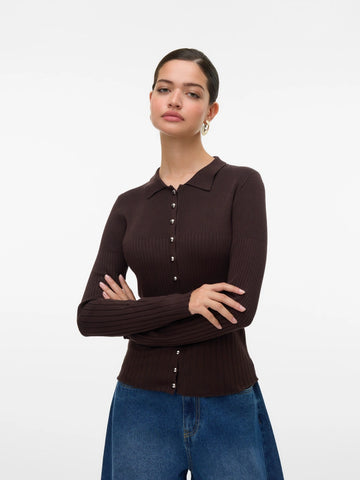 Pull a costine con colletto e bottoni Vero Moda