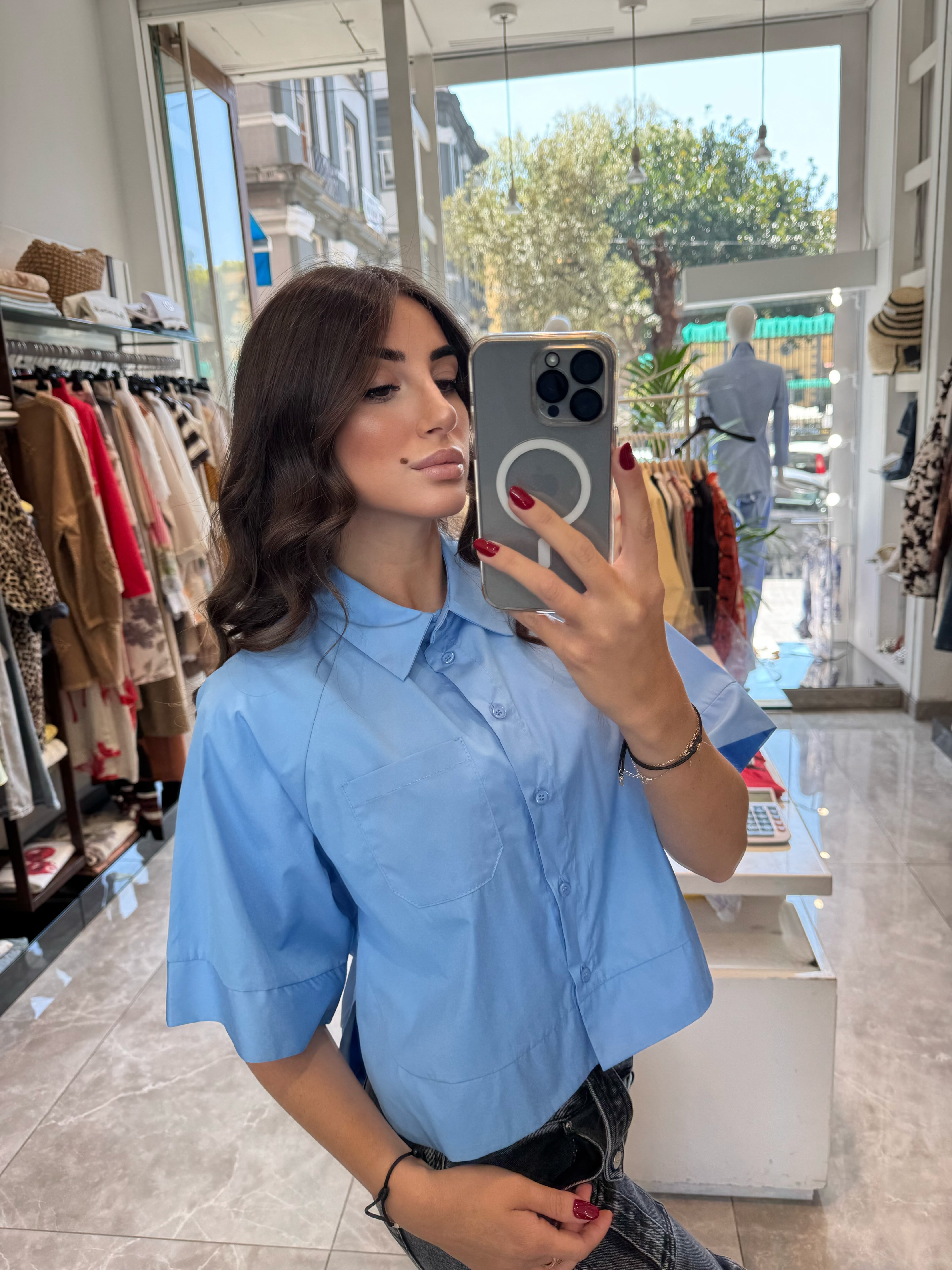 Camicia crop in cotone Imperial