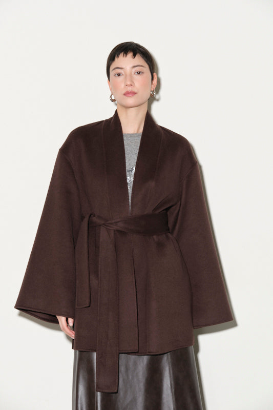 Cappotto Kimono in Lana con Cintura Kaos Donna