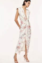 Abito lungo fantasia floreale con scollo a v Imperial