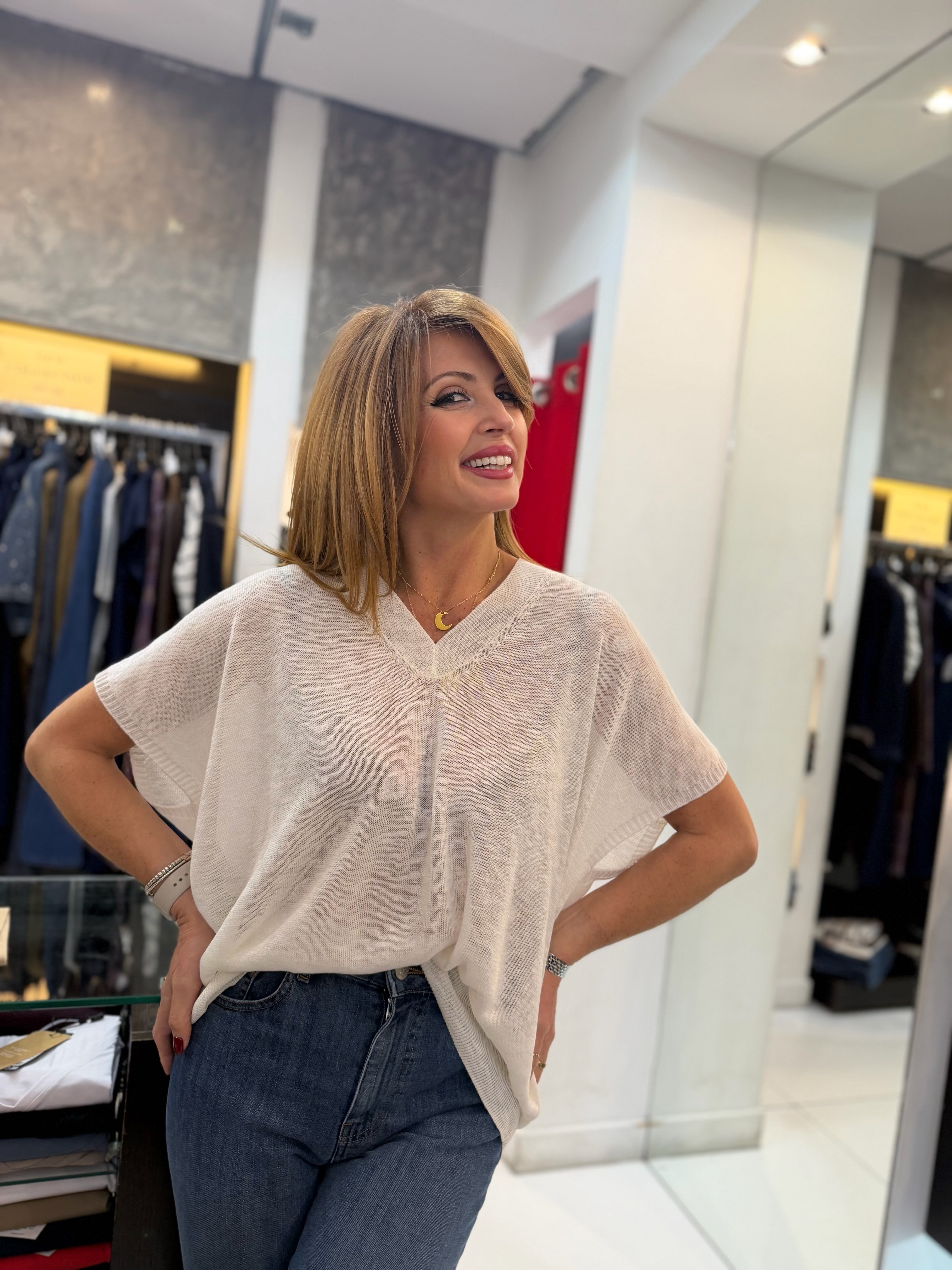 Maglia in filo leggero scollo a V Kaos Donna