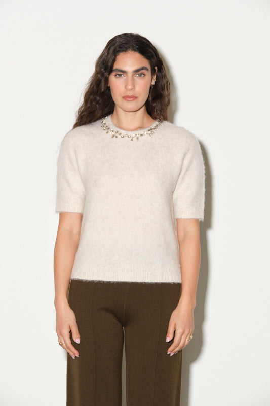 Maglia fluffy con applicazioni gioiello Kaos Donna