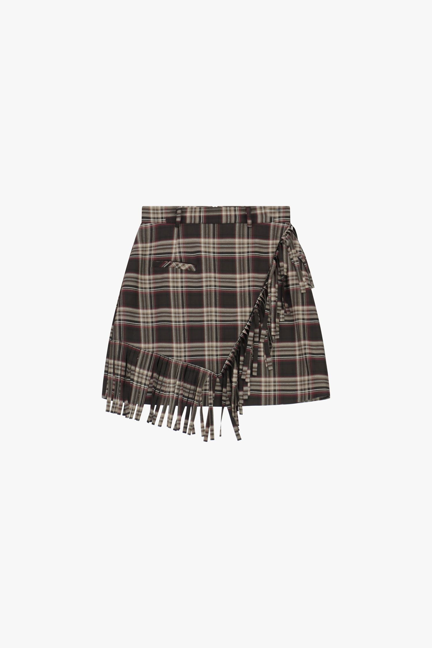 Gonna corta a portafoglio con frange e motivo tartan Imperial