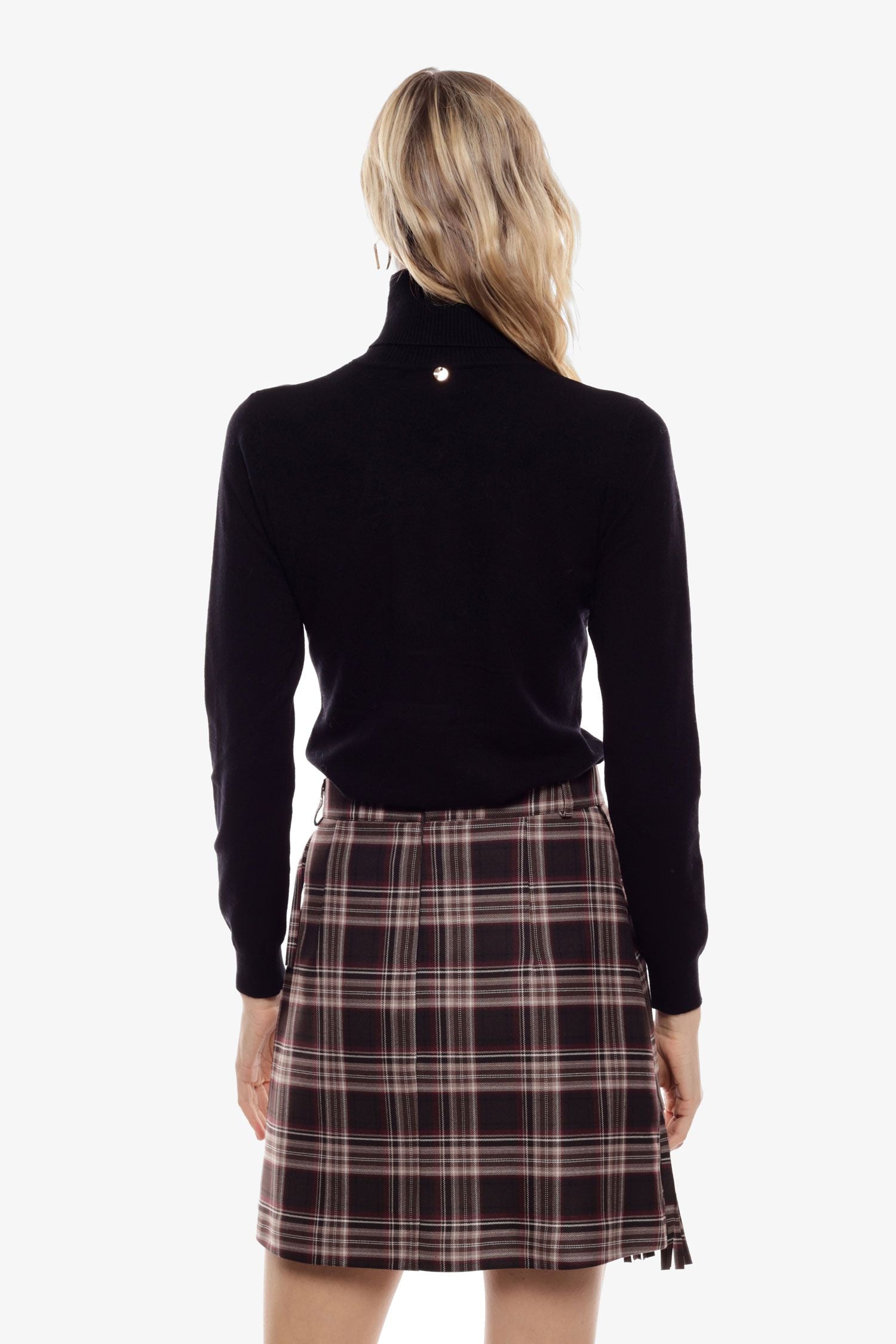 Gonna corta a portafoglio con frange e motivo tartan Imperial