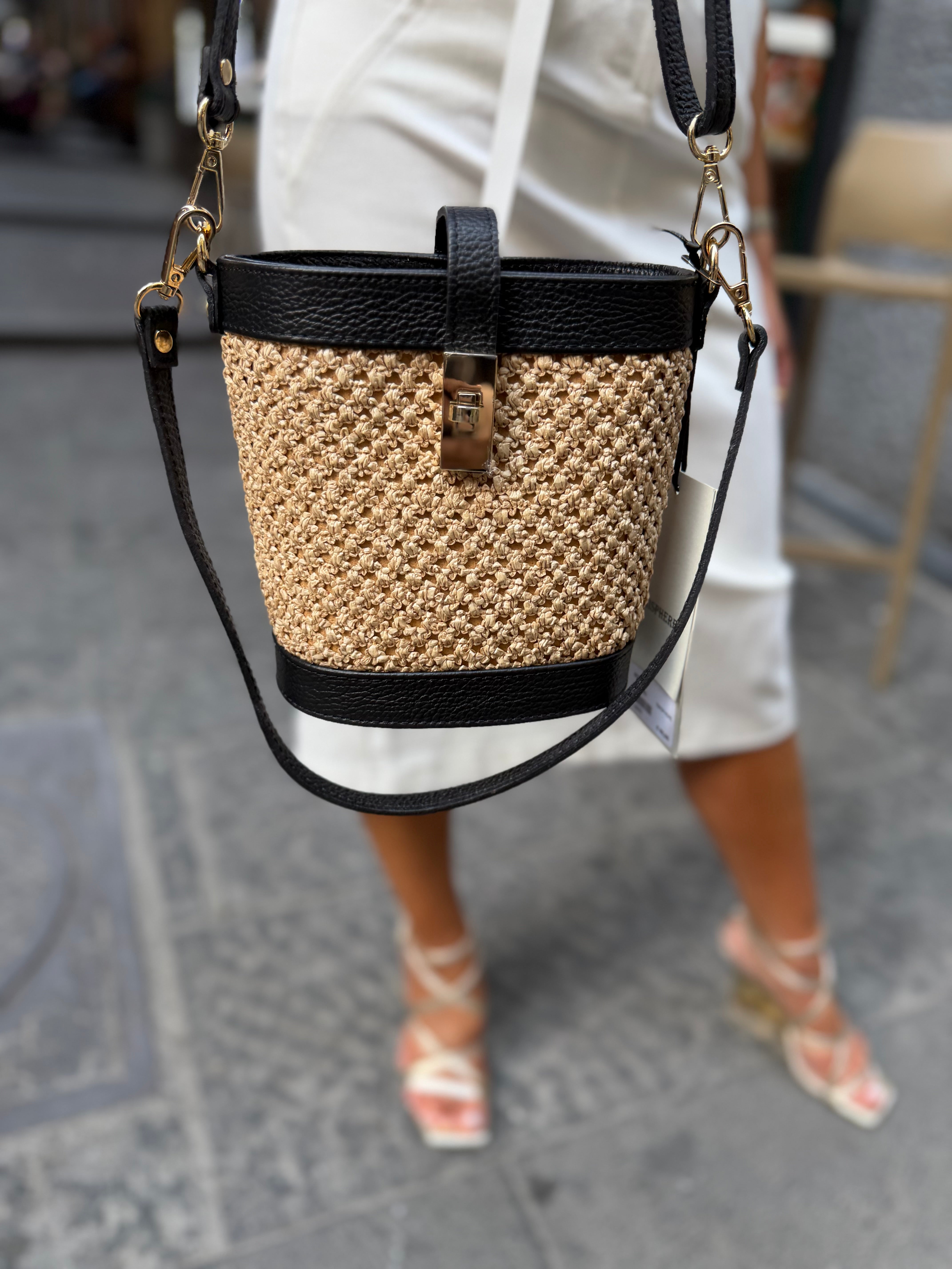 Borsa secchiello in rafia Emisphere