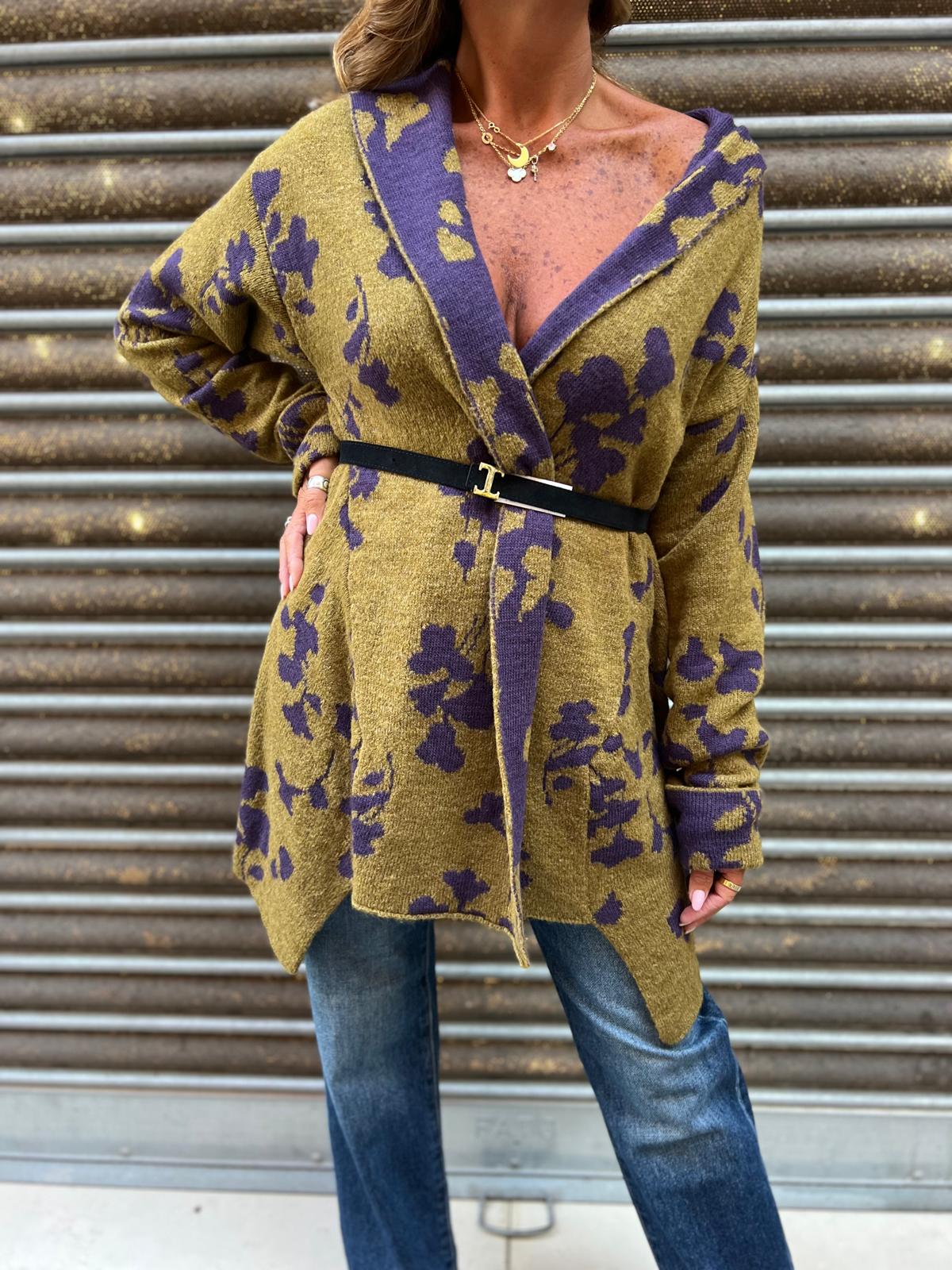 Cardigan maxi in jacquard Manila Grace
