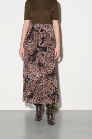 Gonna Lunga in Velluto a Stampa Paisley Kaos Donna