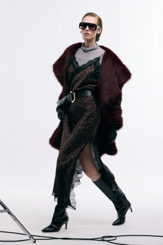 Abito lungo stampa microfiore con pizzo asimmetrico Imperial