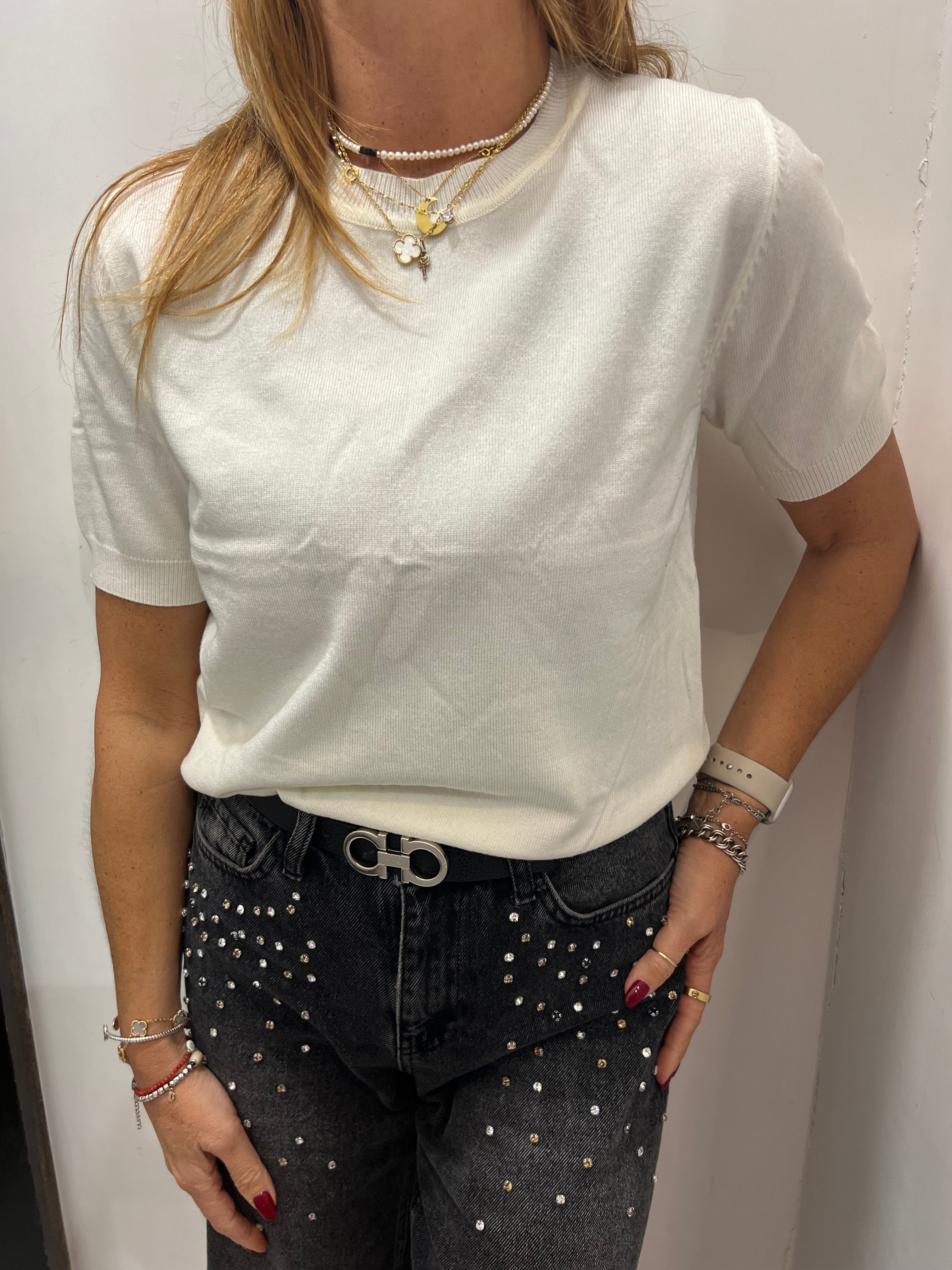 Maglia mezza manica in misto lana Emisphere