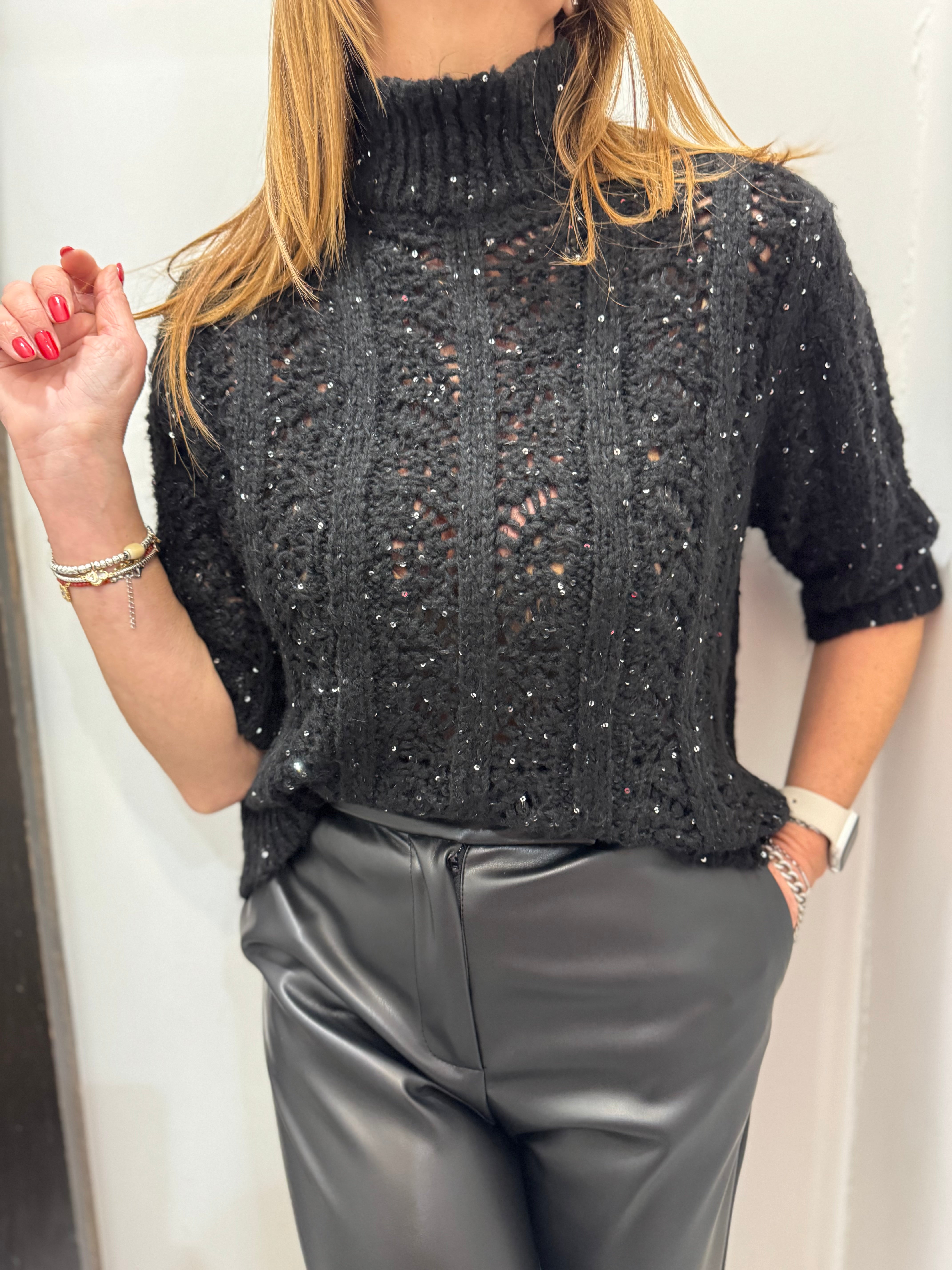 Maglia traforata con micro paillettes Imperial