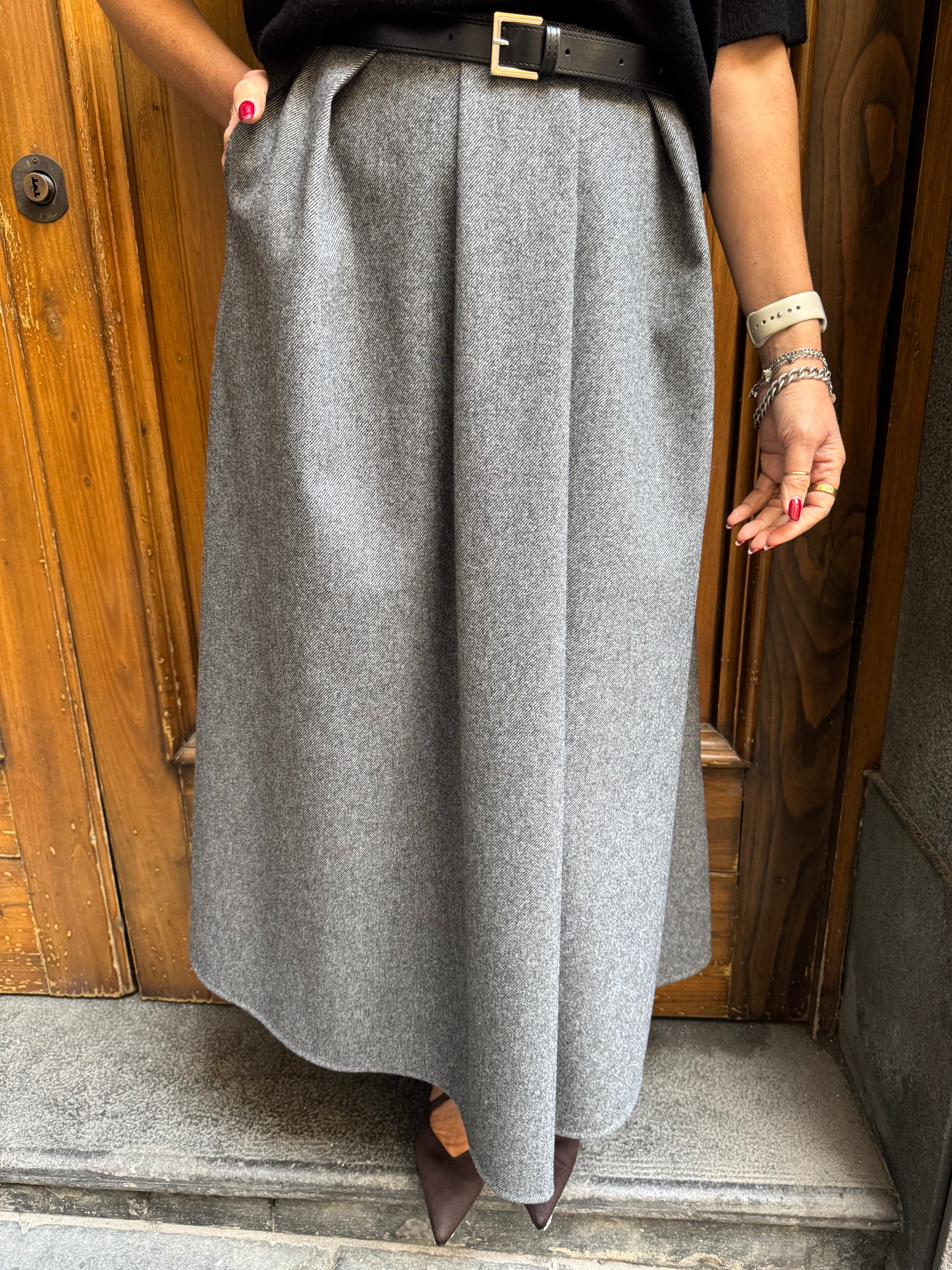 Gonna vita alta spigata con cintura di dotazione Imperial