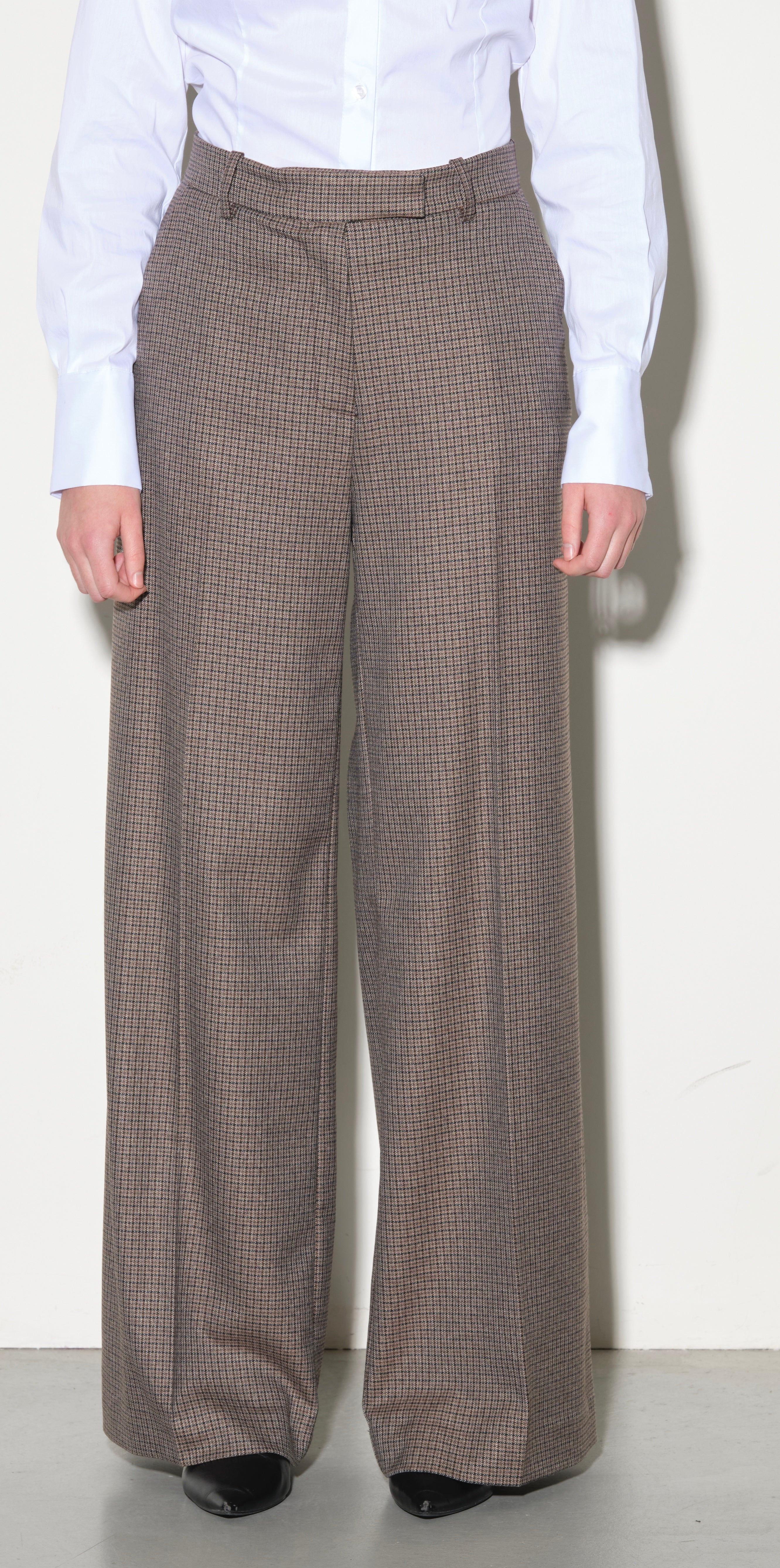 Pantaloni a Gamba Larga in Principe di Galles Kaos Donna