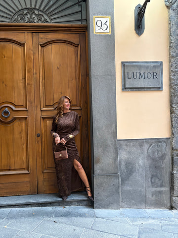 Abito lungo con polsini metallici Imperial