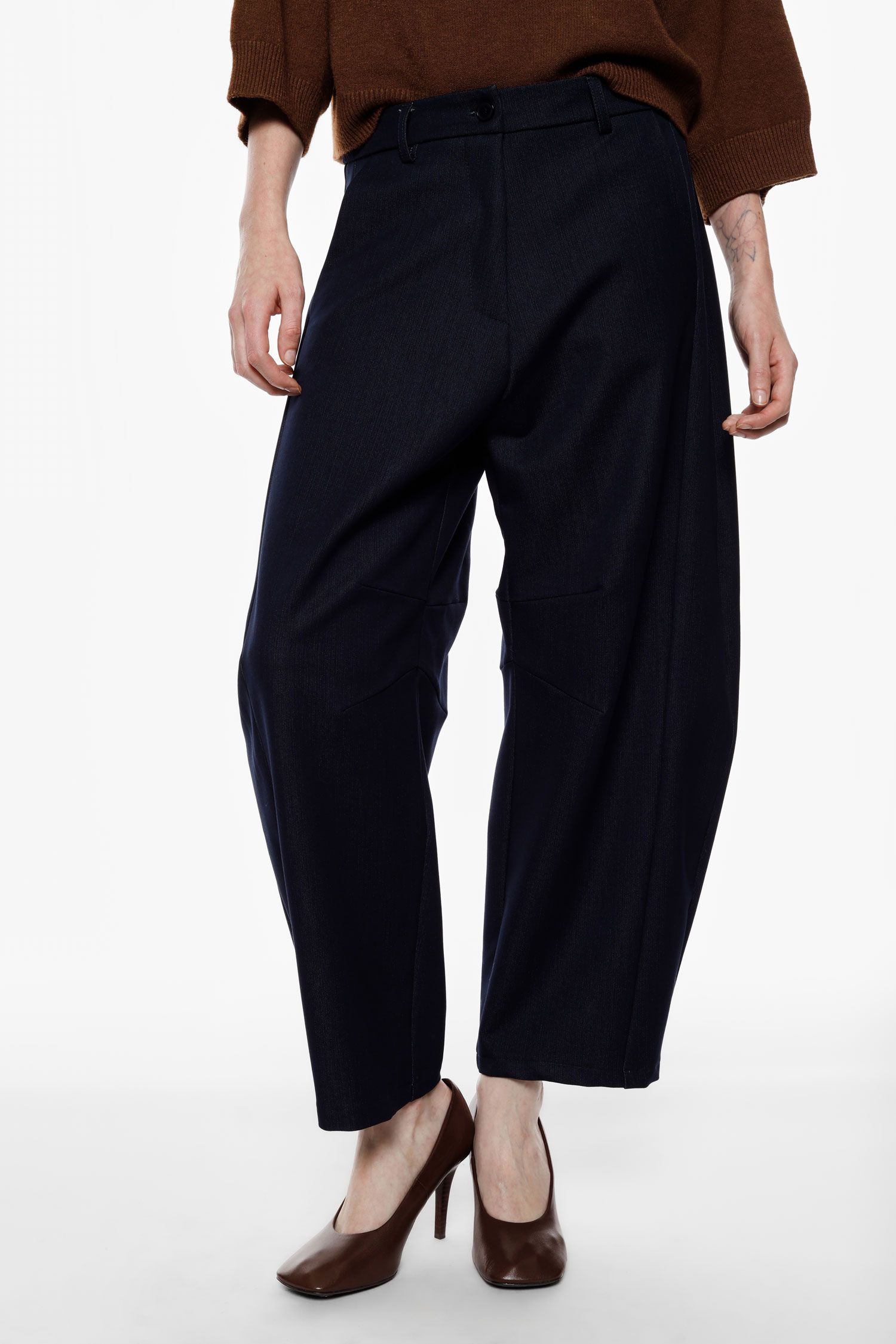 Pantaloni ampi cropped vita alta con pinces Imperial