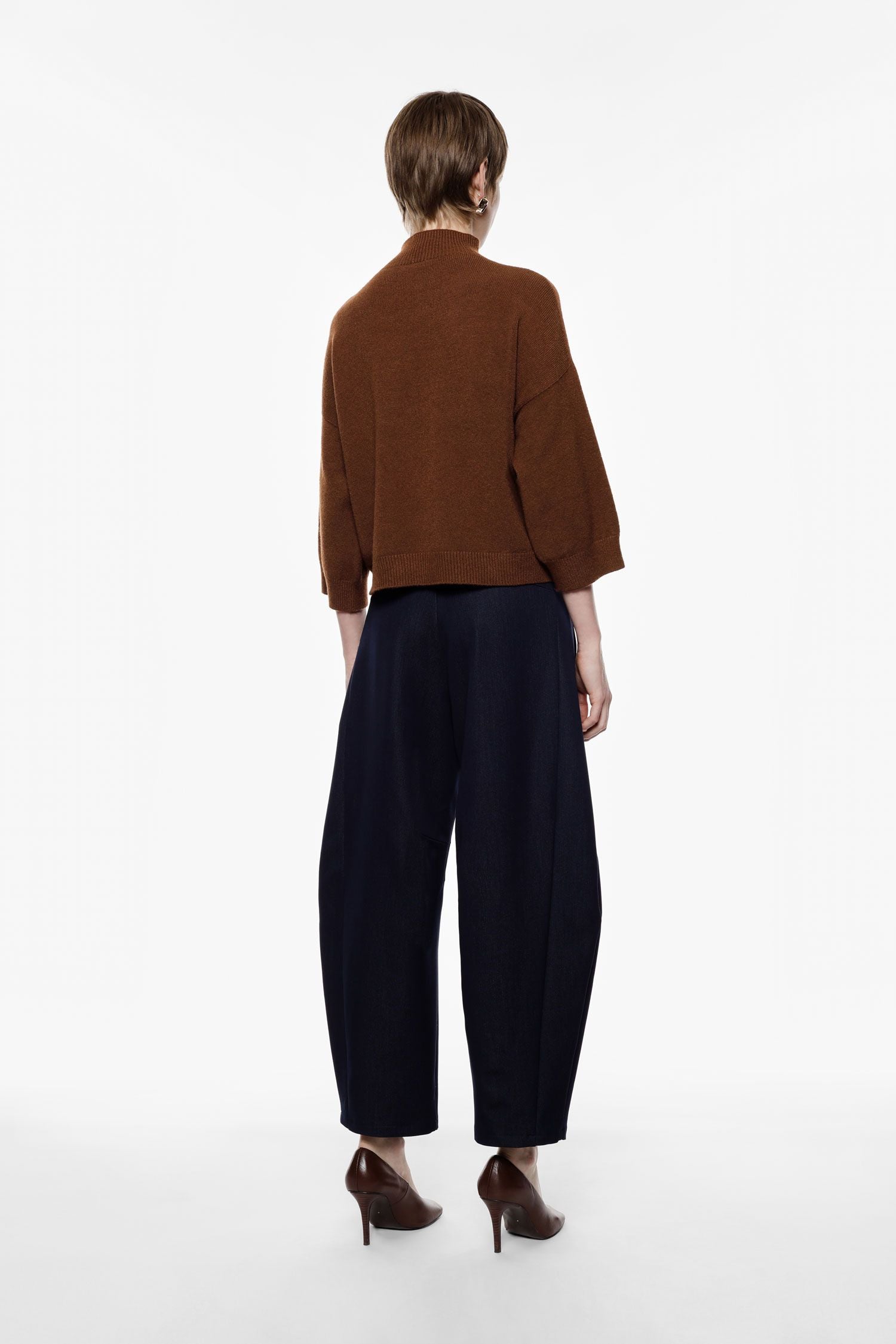 Pantaloni ampi cropped vita alta con pinces Imperial