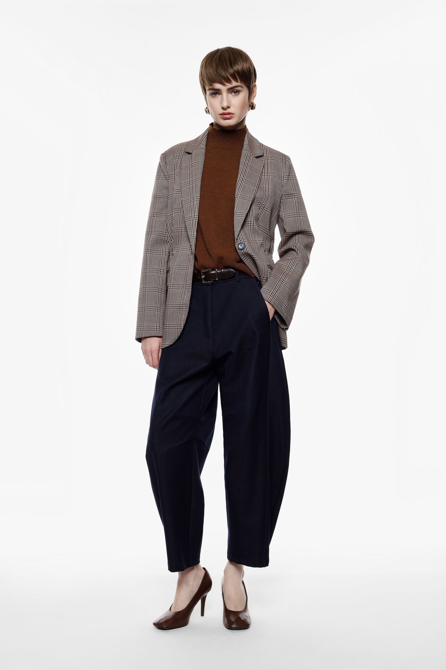 Pantaloni ampi cropped vita alta con pinces Imperial