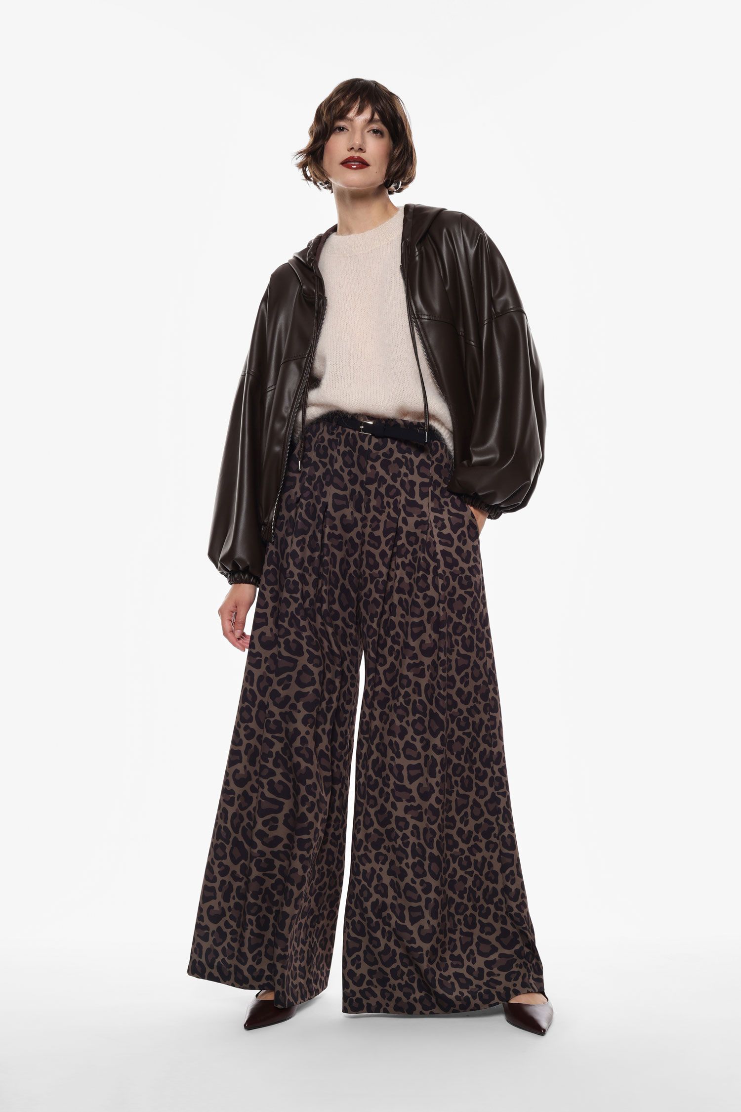 Pantaloni ampi vita alta stampati Imperial
