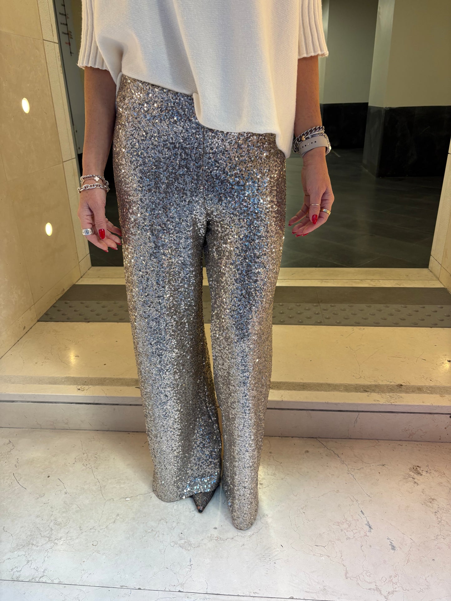 Pantalone paillettes palazzo Emisphere