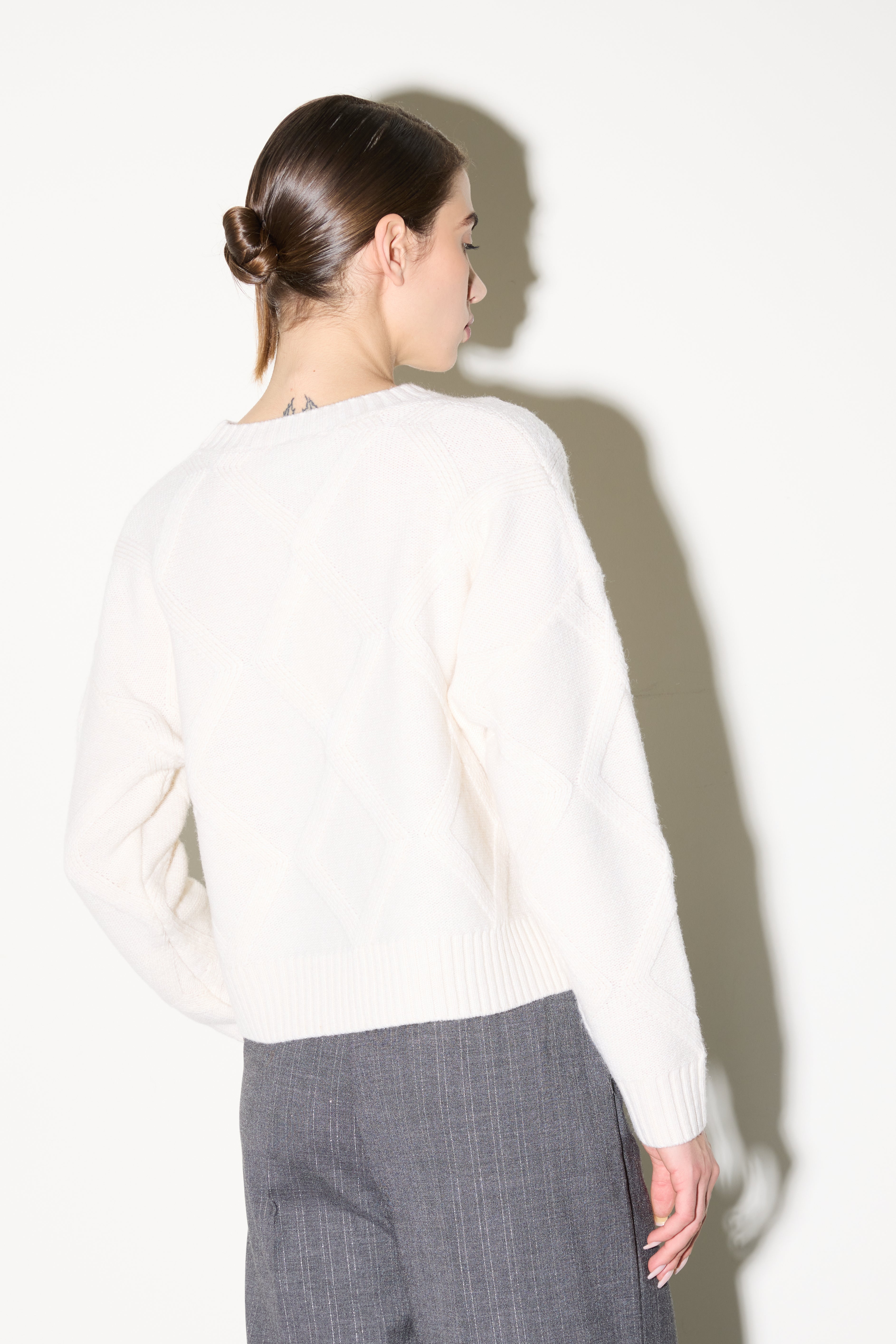 Maglia a rombi in rilievo con micro paillettes Kaos Donna